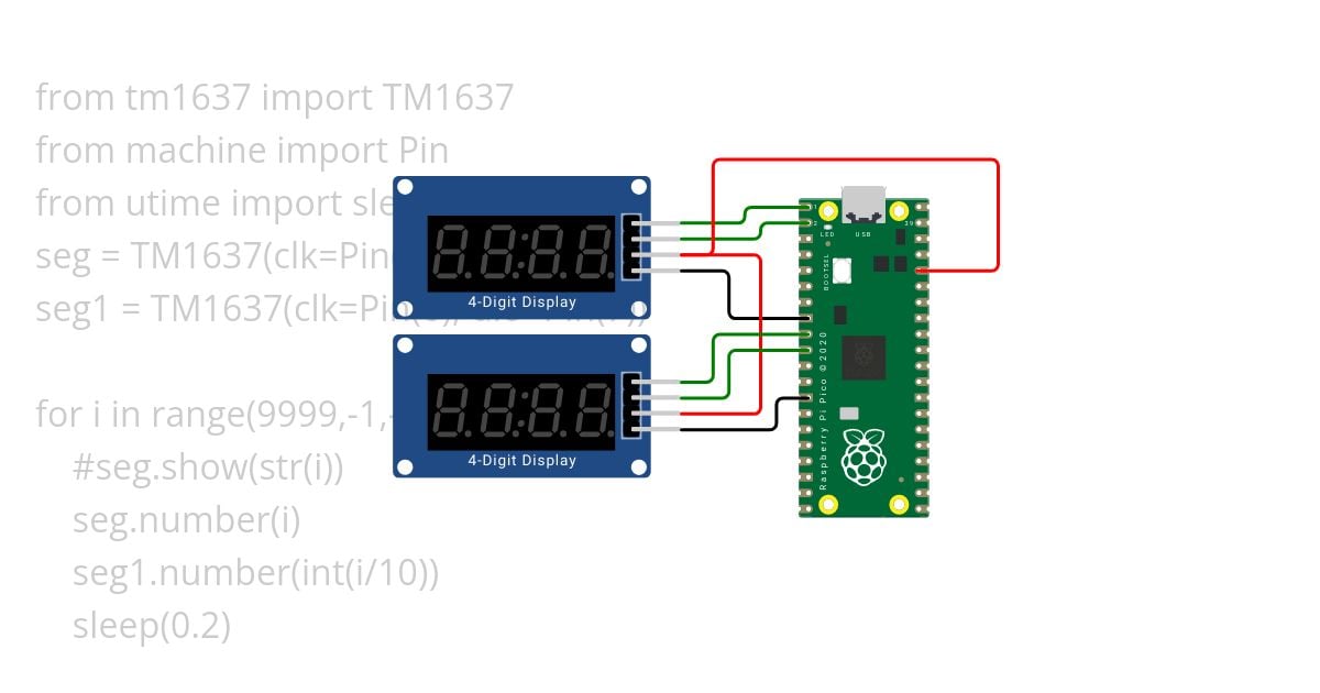 7 segment tm1637 simulation