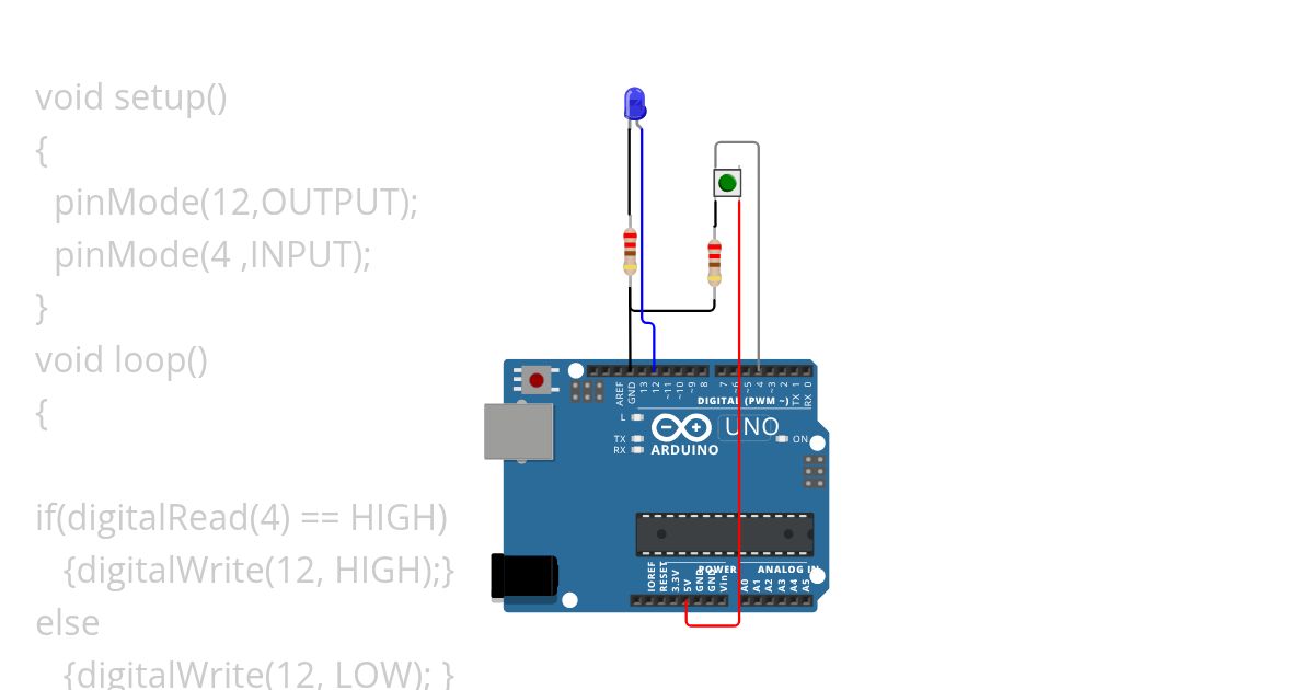 4.	Menghidupkan 1 LED dengan tombol simulation
