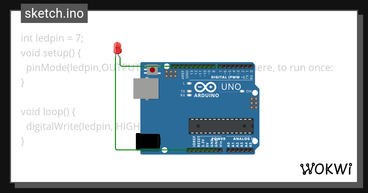 LED light in Arduino circuit using arduinouno Wokwi ESP32, STM32