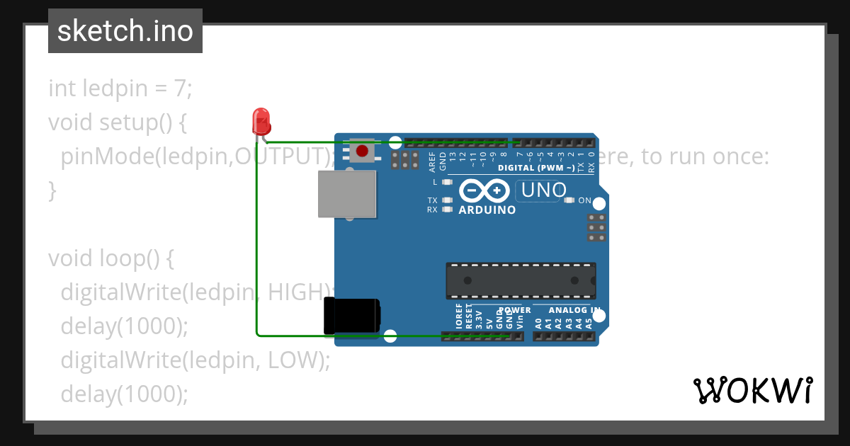 Invoke builtin LED light in arduino circuit Wokwi ESP32, STM32