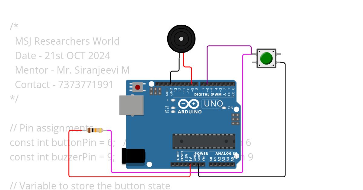 Task  5 Buzzer Control Via Push Button simulation