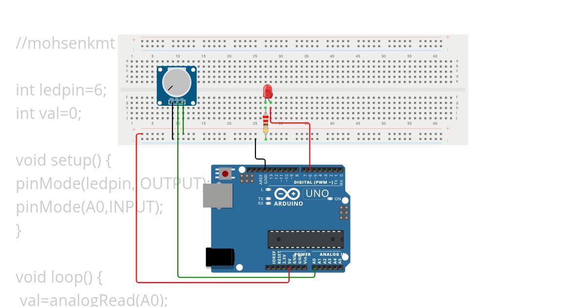 Potentiometer LED simulation
