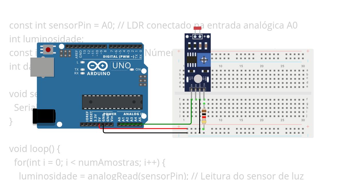 Arduino Uno - Fotorresistor simulation
