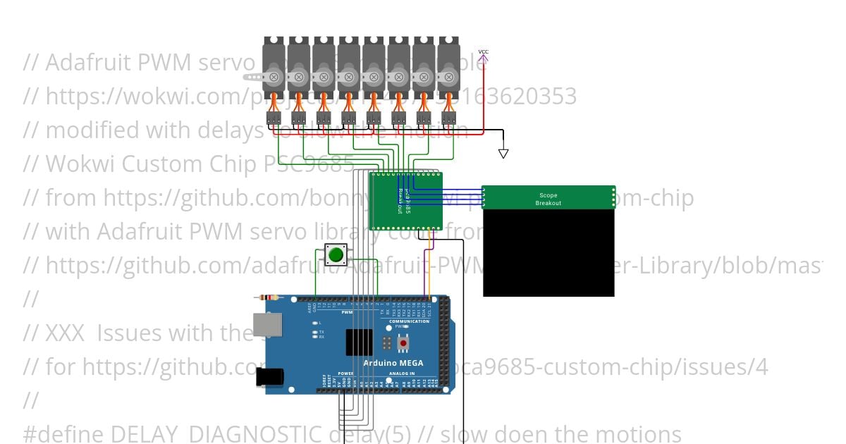 pca9685 custom chip Servos Adafruit Servo Example simulation