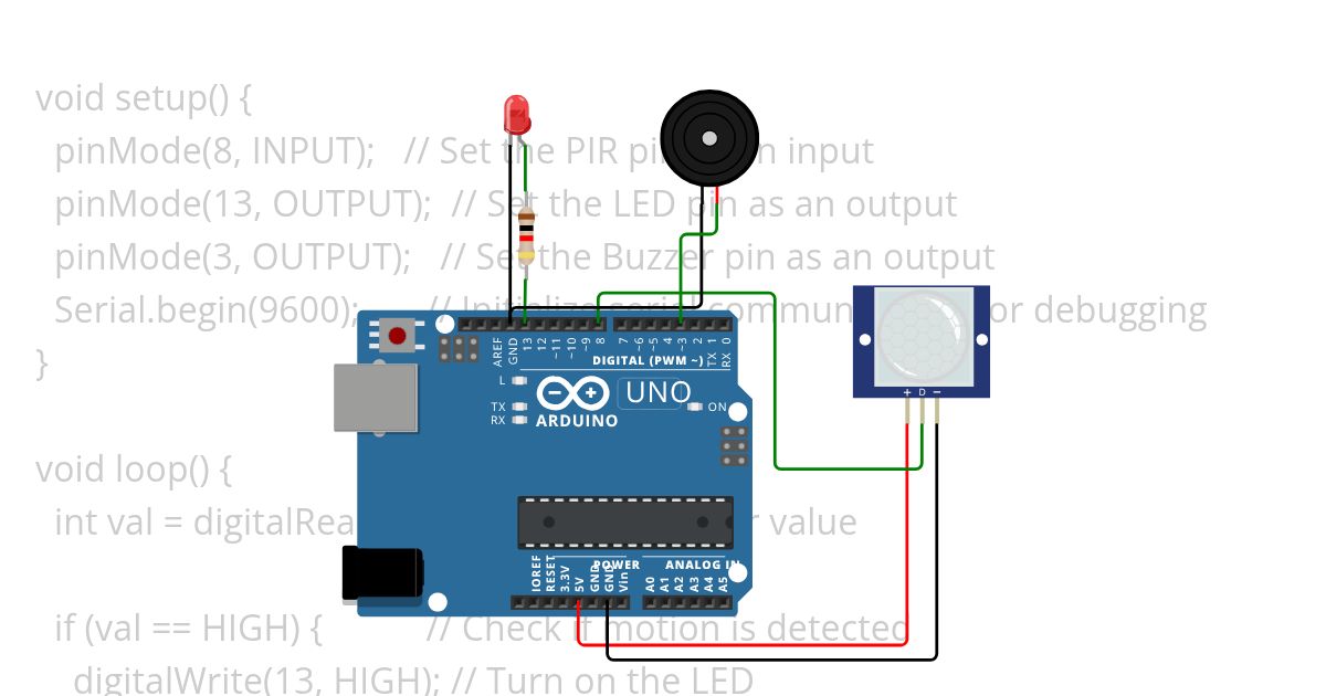 Motion Sensor and Buzzer simulation
