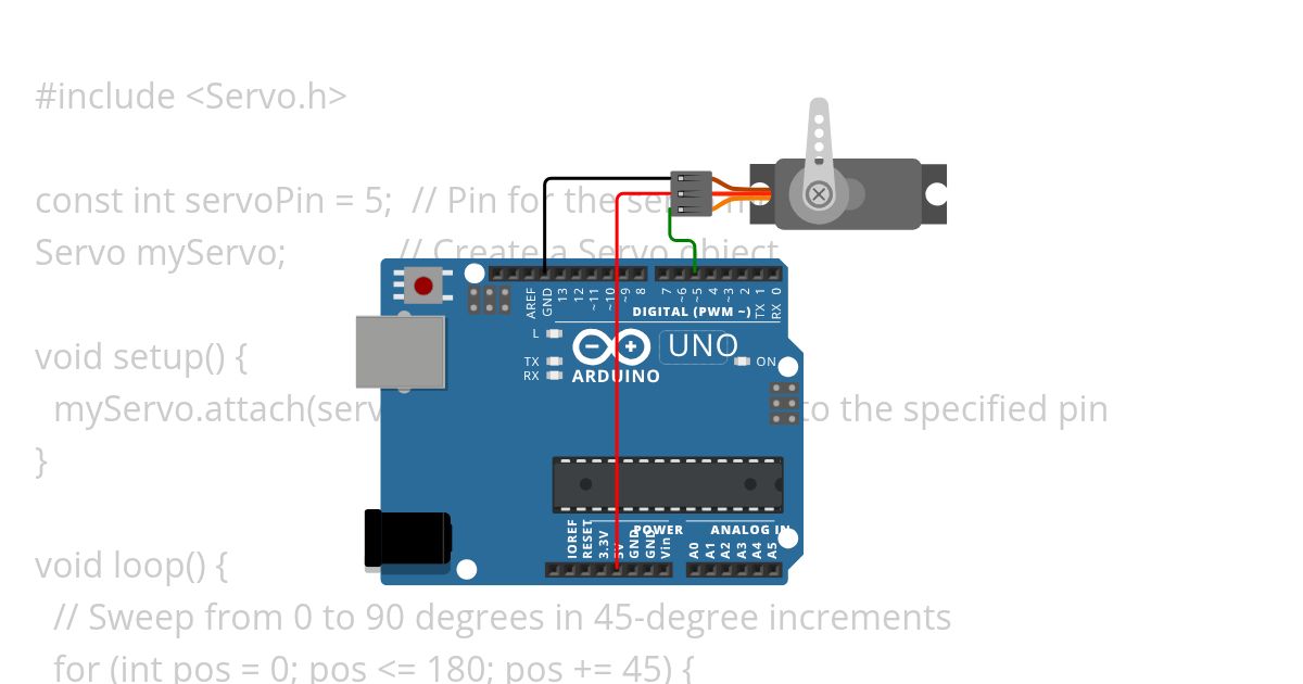 Servo motor 45 degree simulation