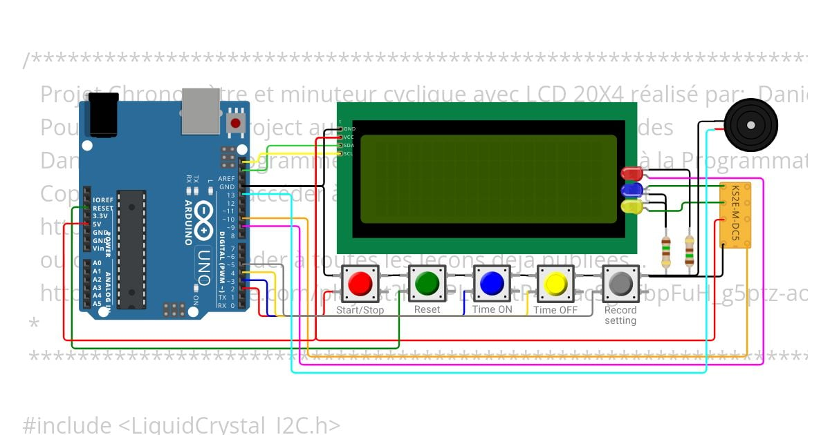 Cipad 52: Chronometre & minuteur  cyclique sur LCD I2C  V4.0 (Work in Progress) Copy (2) simulation