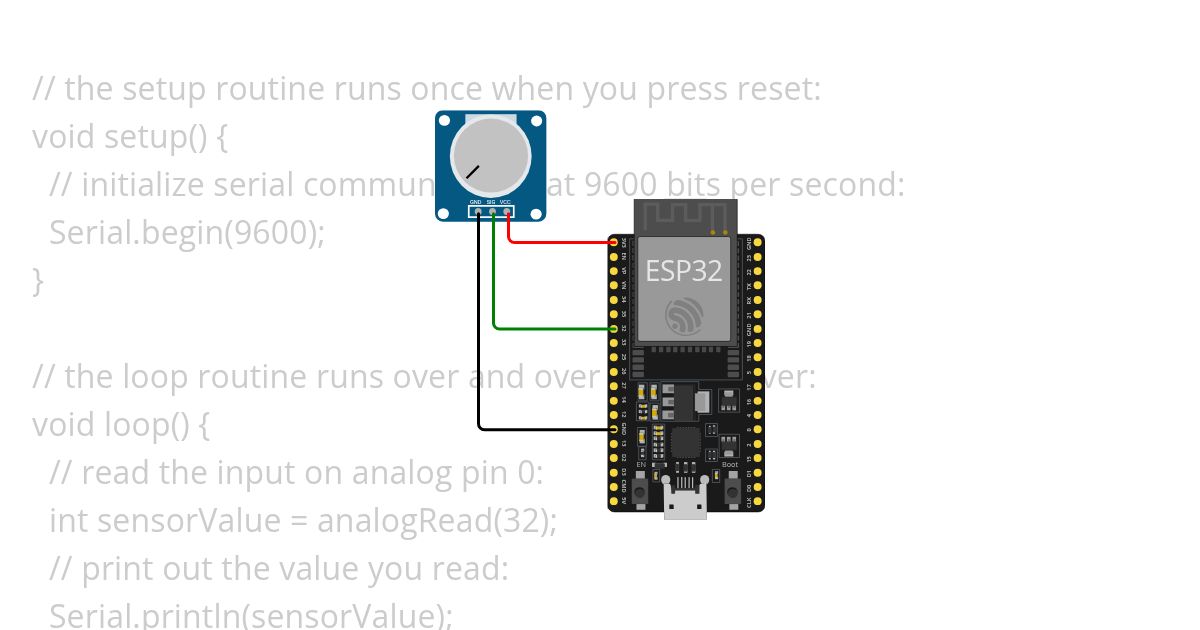 Aula 57 ESP32 com potenciometro simulation