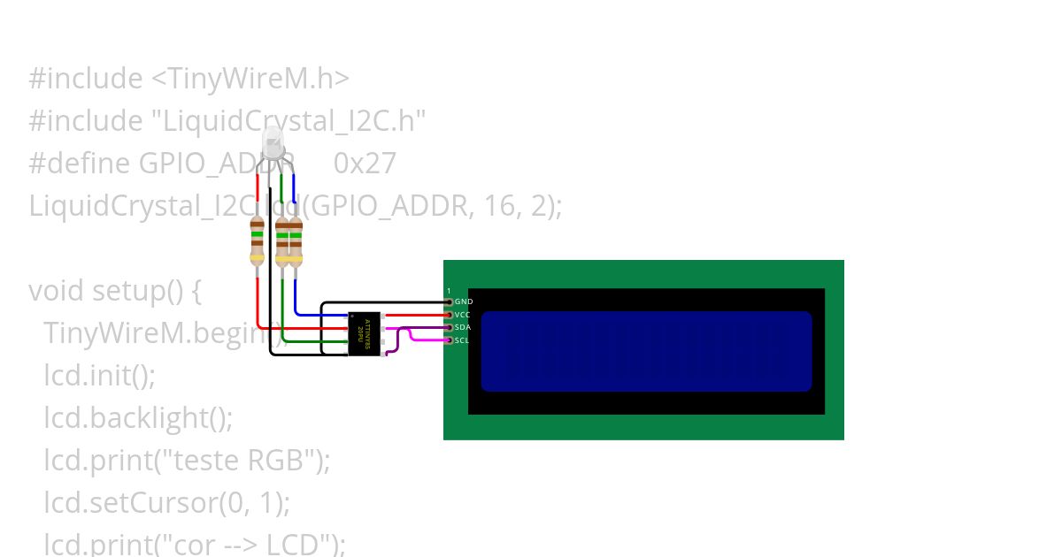 attiny i2c LCD  simulation