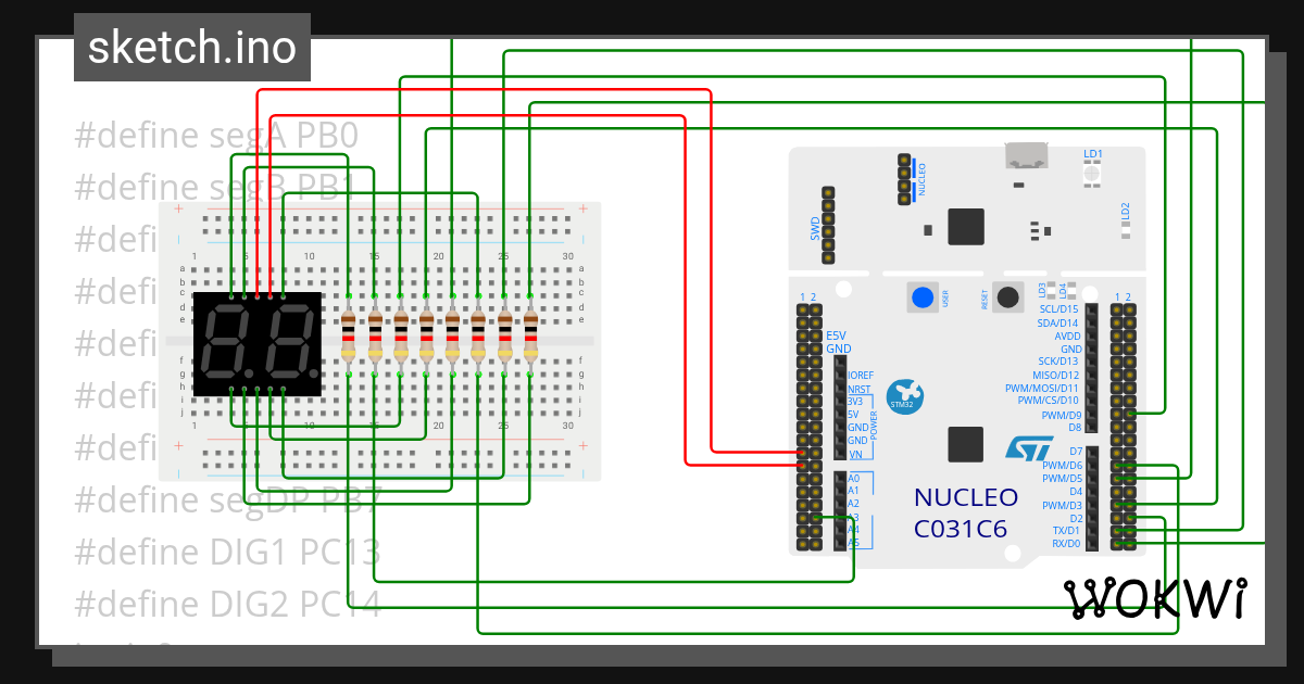 7-Segment Anzeige (2 Digits) Copy - Wokwi ESP32, STM32, Arduino Simulator