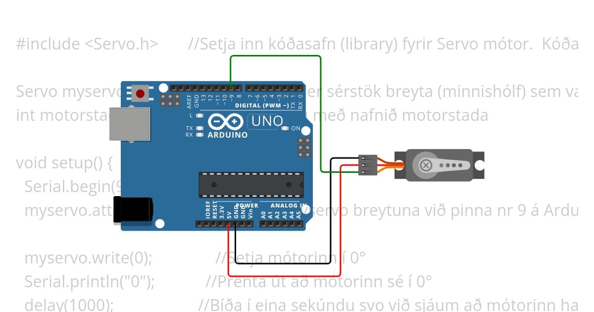 Kóðadæmi - stýra mótor og for lykkjur Copy simulation