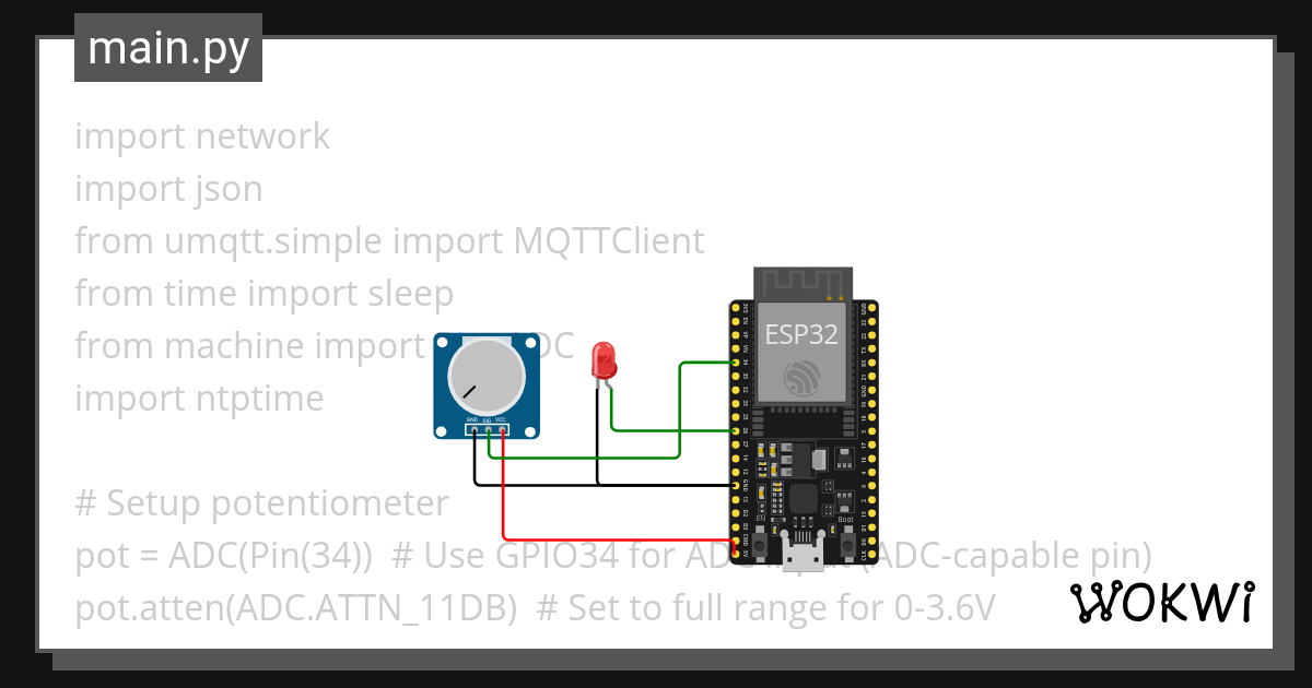 potentiometer mqtt send Wokwi ESP32, STM32, Arduino Simulator