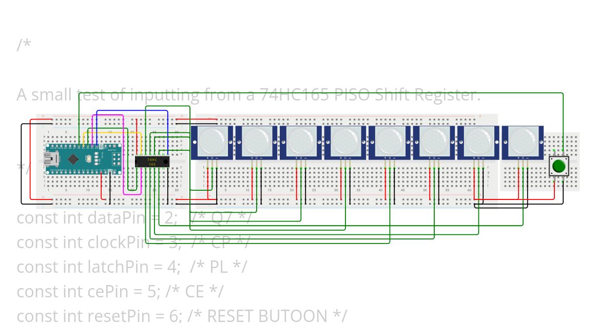 165 Shift Register w/ 8 Motion Sensors w/ Nano simulation