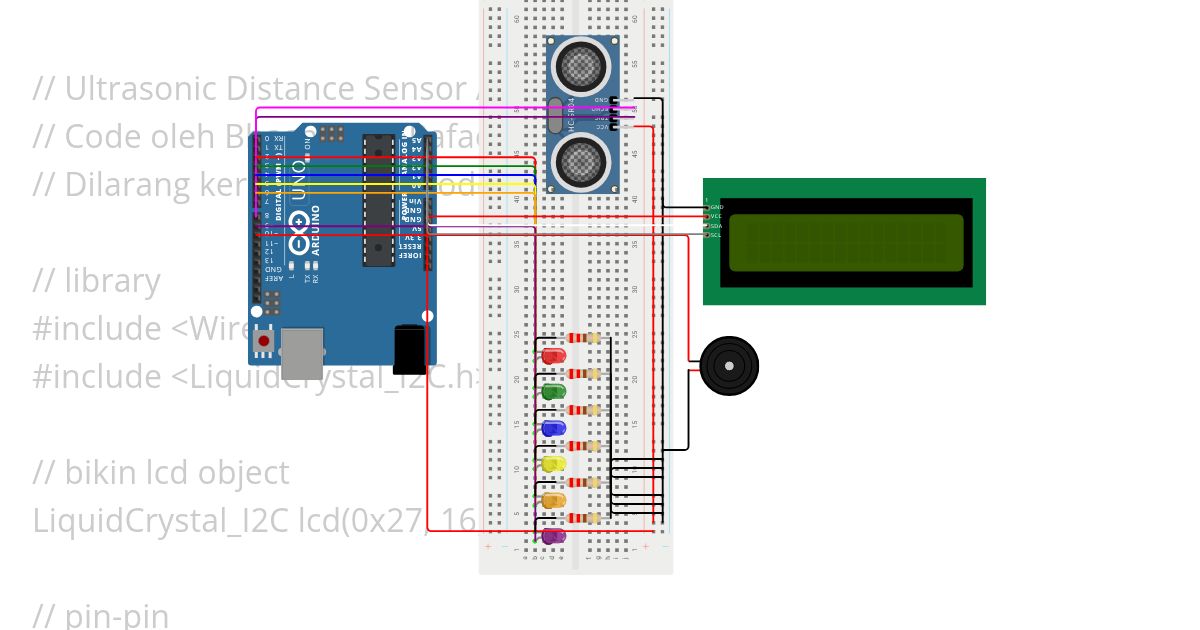 Ultrasonic Distance Sensor Arduino Uno simulation