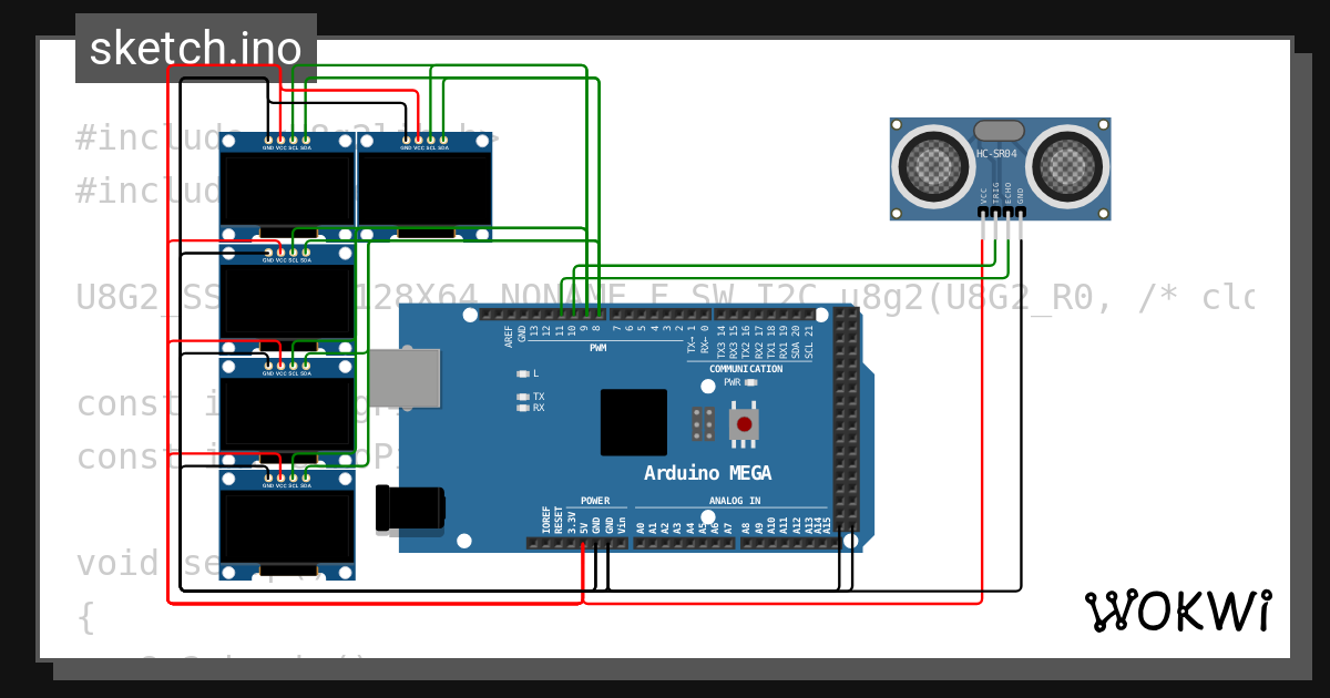 Distance Display - Wokwi ESP32, STM32, Arduino Simulator