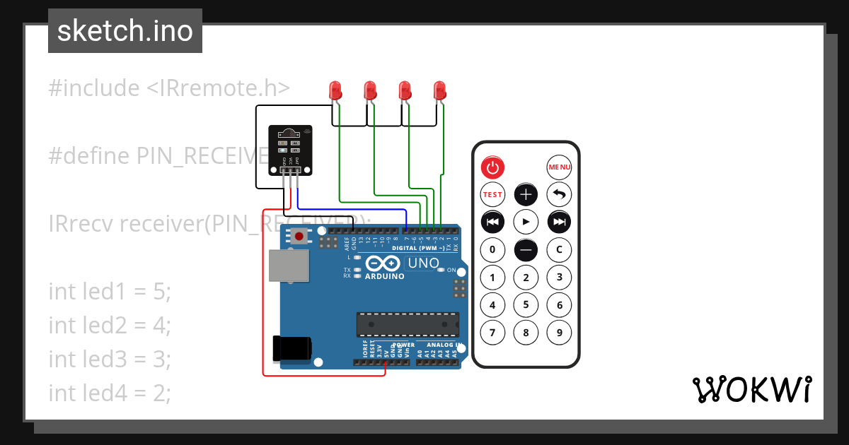 ledirtest Wokwi ESP32, STM32, Arduino Simulator