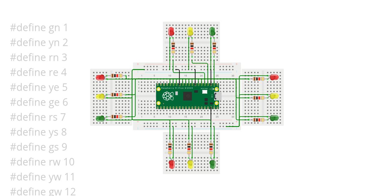4 Way Traffic Lights using Raspberry PI simulation