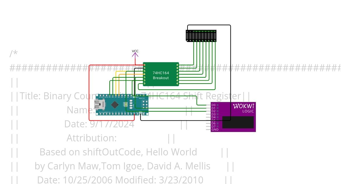 Binary Counter on a 164 w Nano and Logic Analyzer simulation