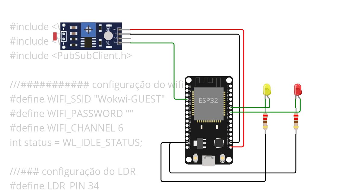 Sensor de luminosidade - ESP32 Analógico simulation