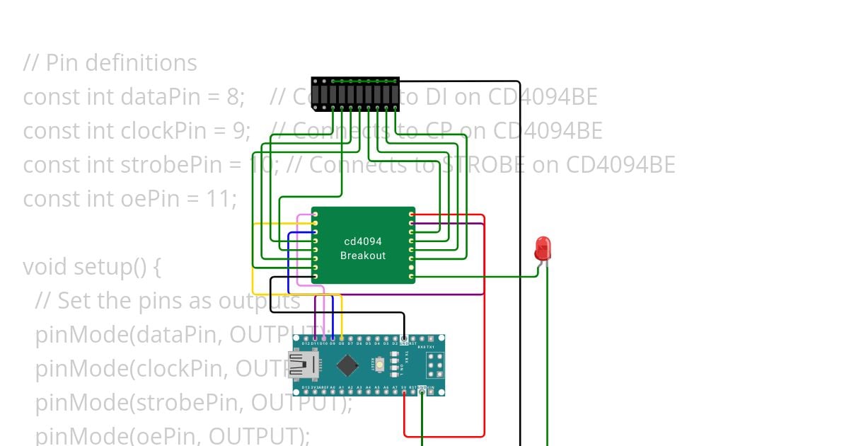 CD4094 Binary Counter w/ Nano simulation