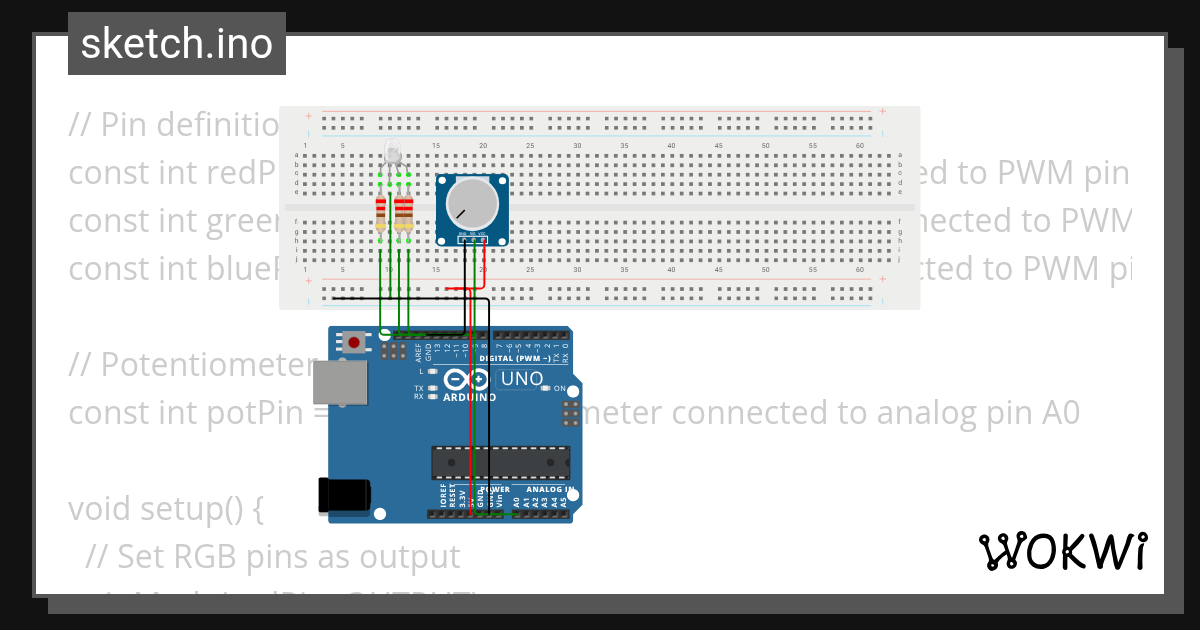 rgb with potentiometer Wokwi ESP32, STM32, Arduino Simulator