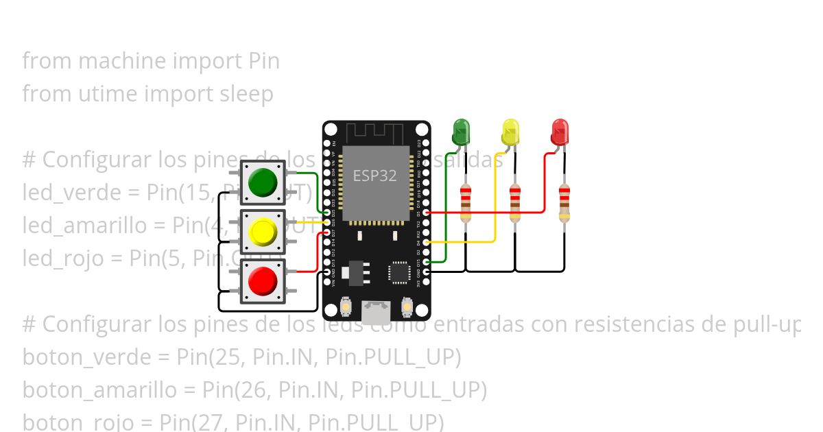 Ejemplo con botones Micropython simulation