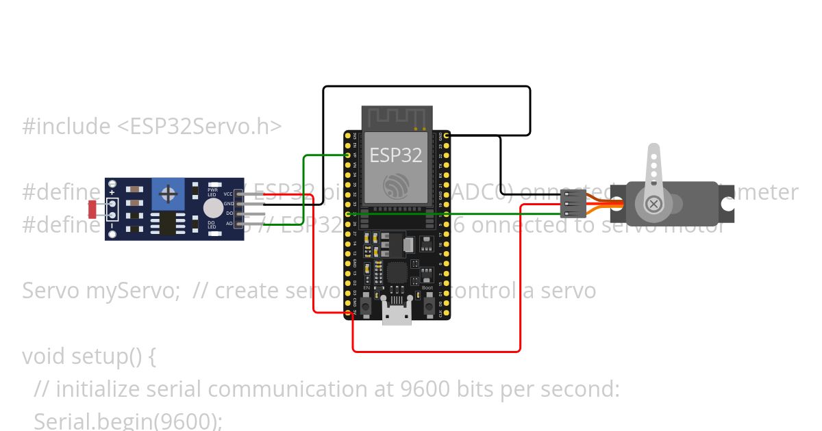 Servo motor+Light sensor (LDR) simulation