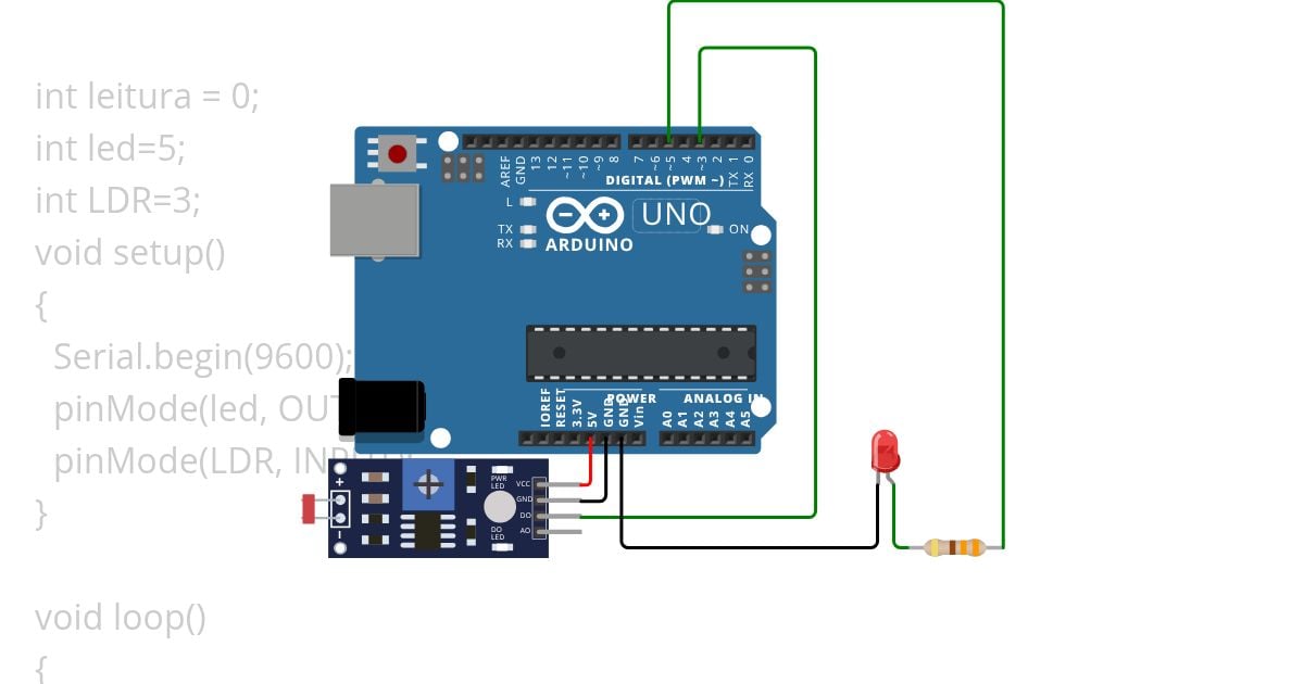 Framework Arduino II: Aula 02 Módulo LDR digital simulation