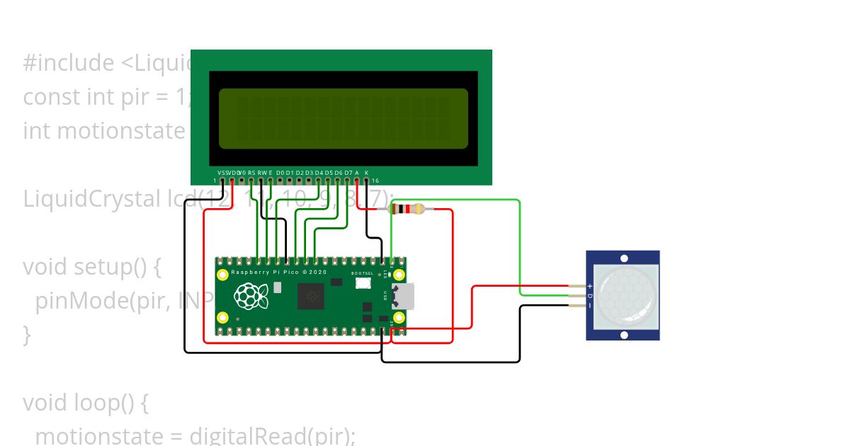 PIR Sensor in Raspberry PI -Pico simulation