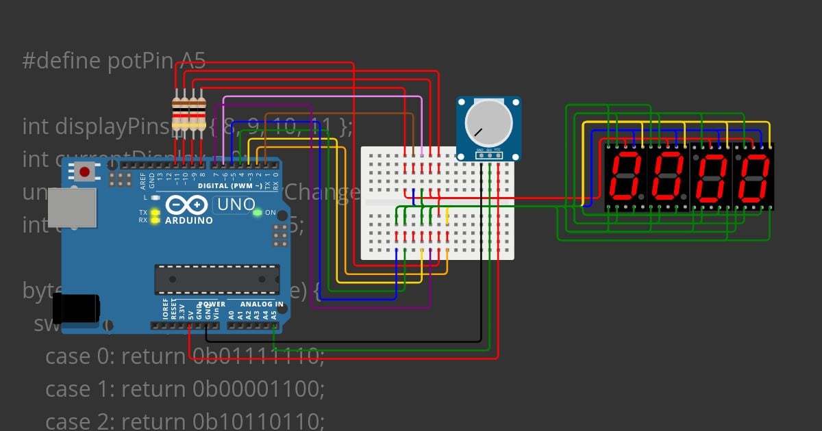 7. Dinamic 7-segment display (+Potentiometer, second task) 