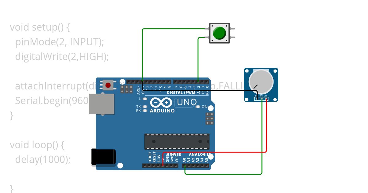 potenciometer + tlacidlo simulation