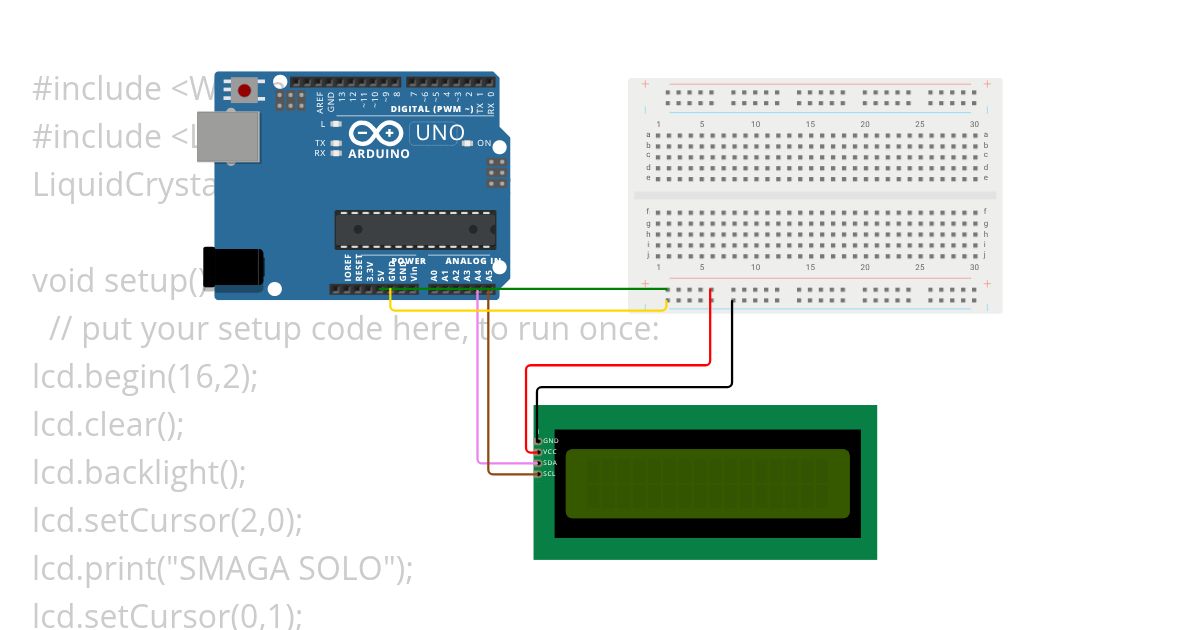 LCD 16x2 I2C simulation