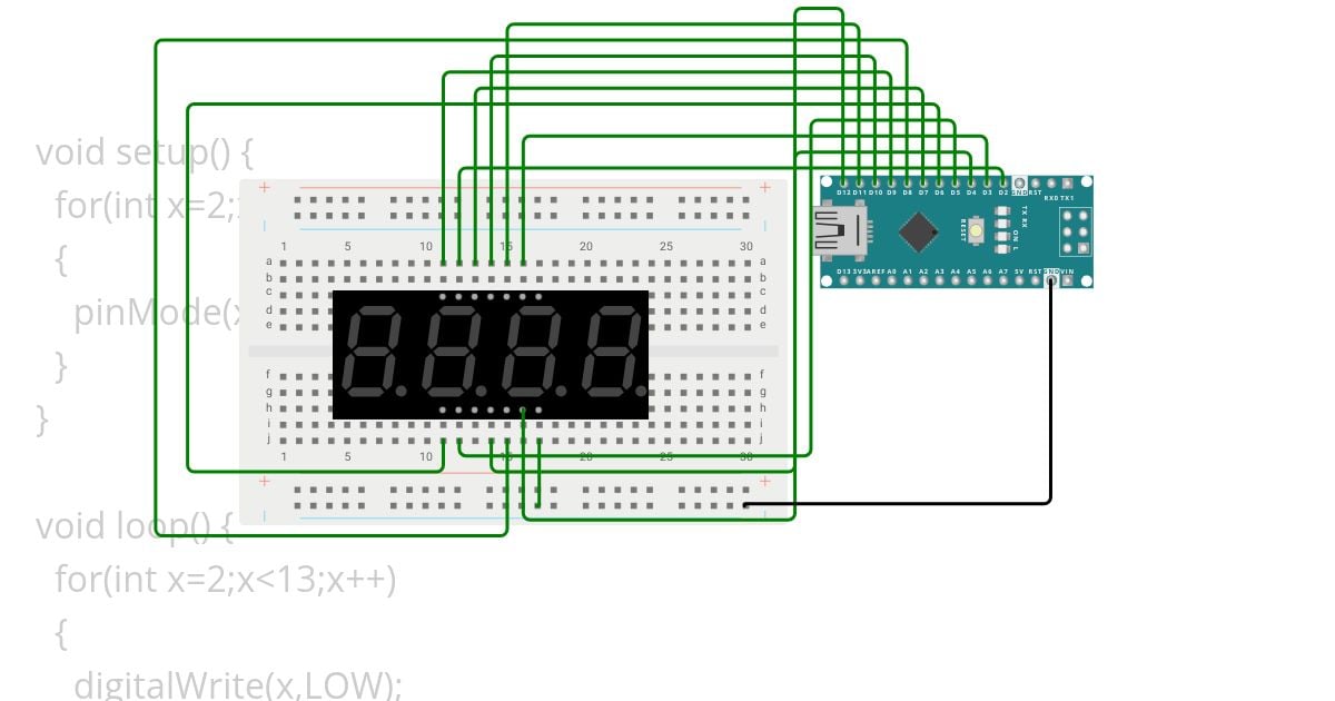 4 digit seven segment display simulation