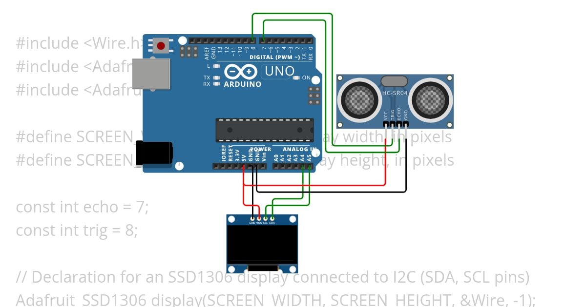 Ultrasonic Ruler Arduino simulation