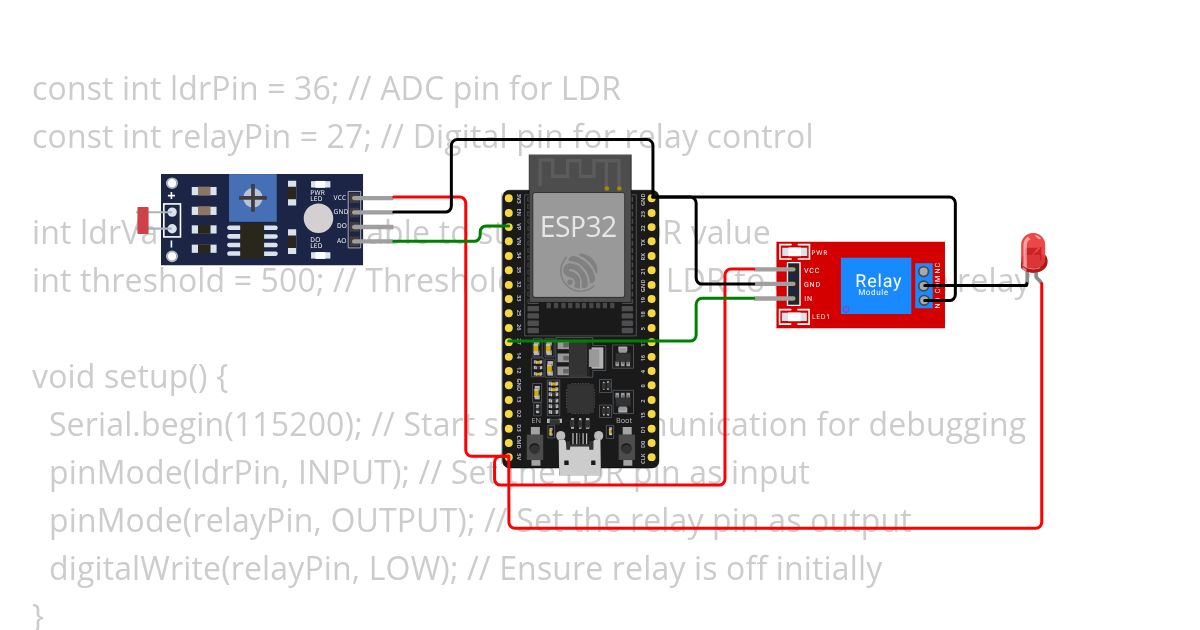 Relay+Light sensor simulation