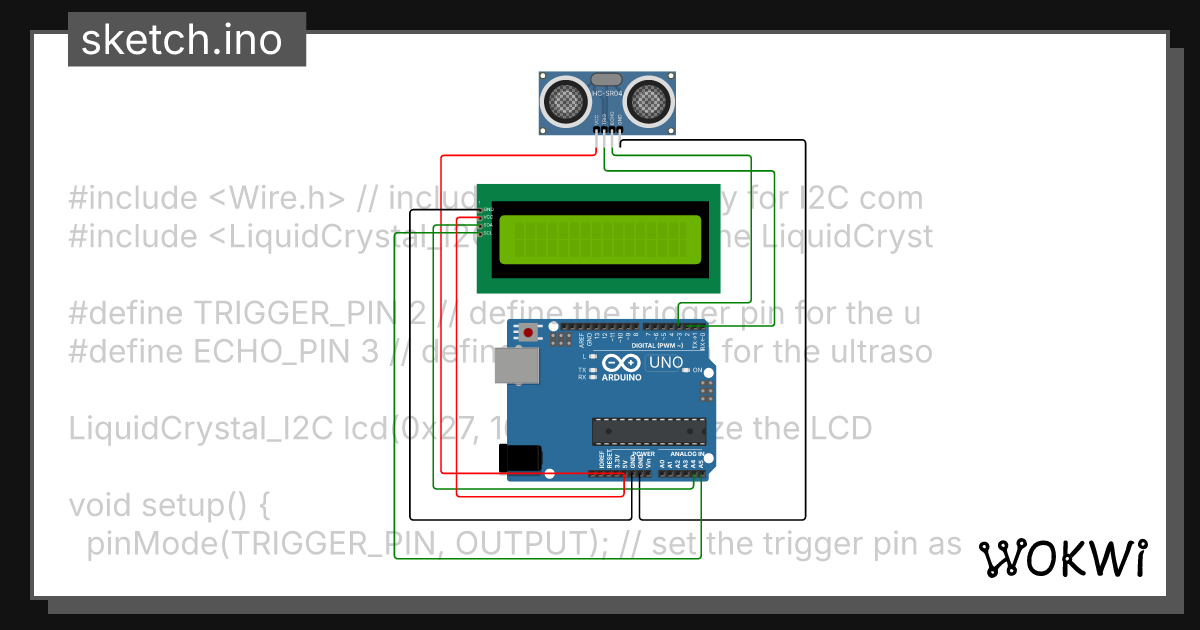 ultrasonic distance measure - Wokwi ESP32, STM32, Arduino Simulator