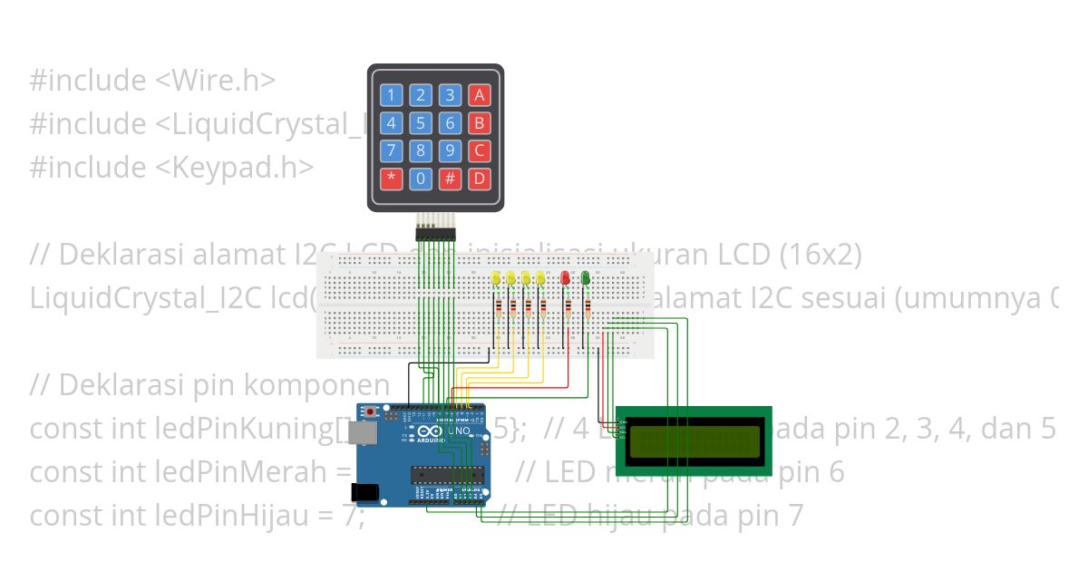 game arduino LCD LED keypad w/ breadboard simulation