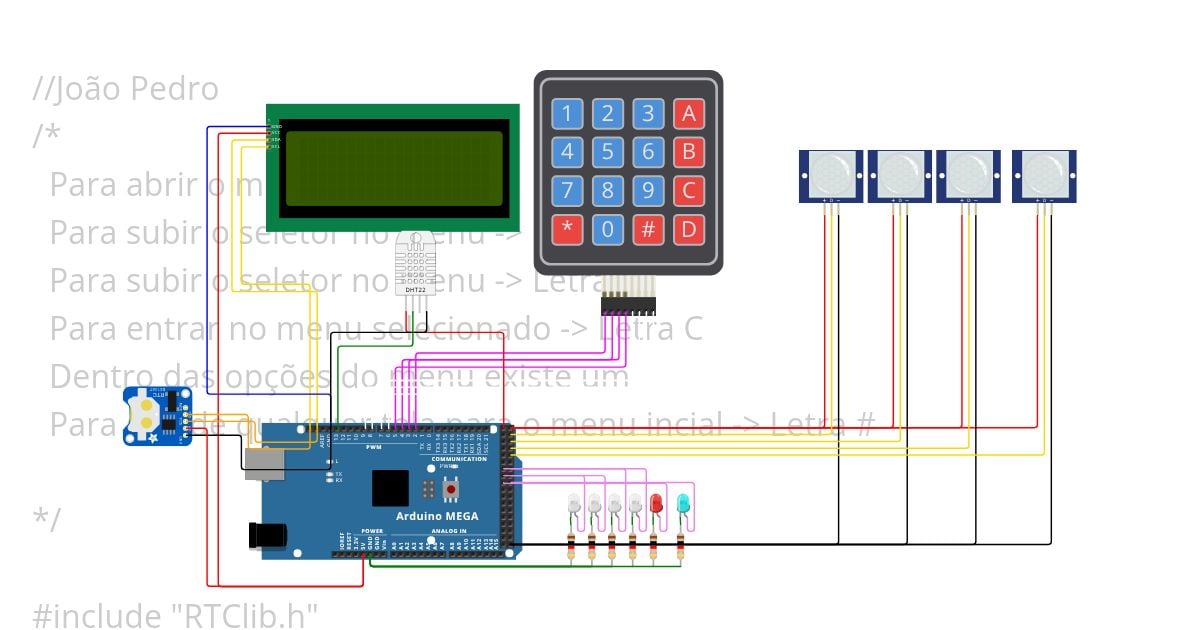 AC + Alarme com menu suspenso simulation