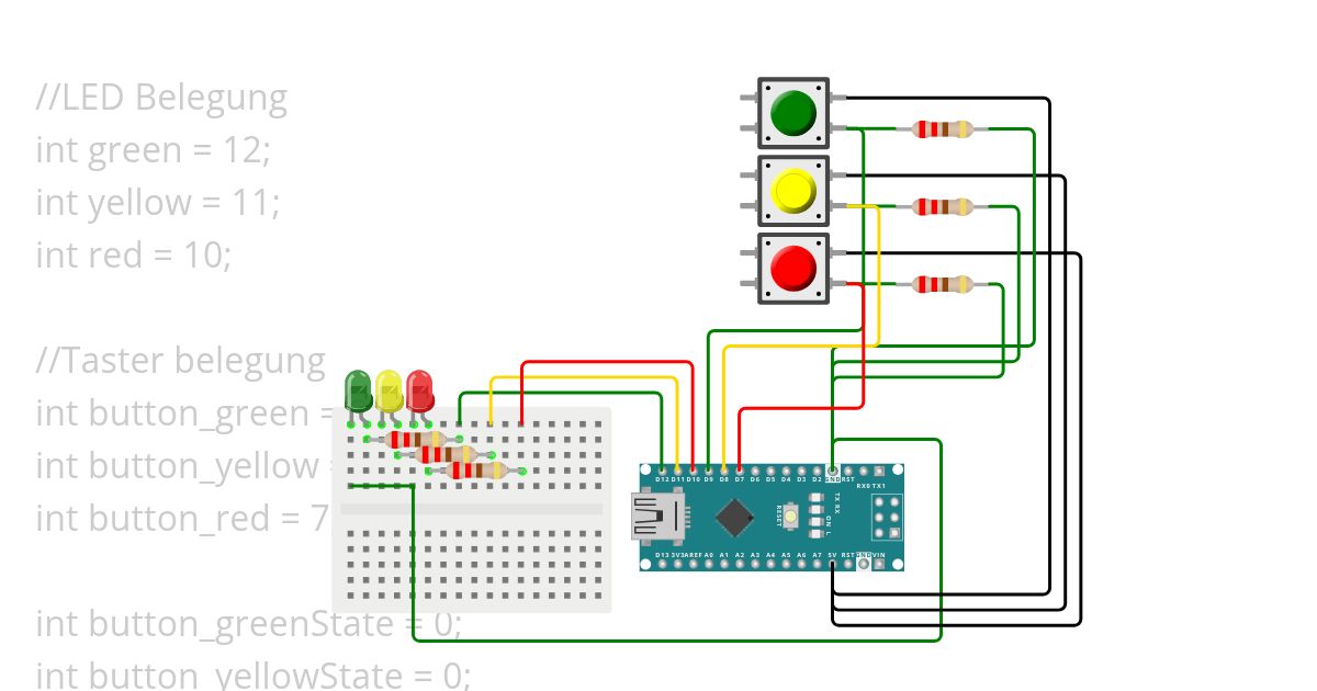 Projekt 4: Lampen gesteuert mit Tastern  simulation