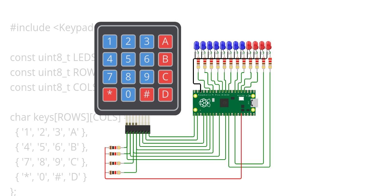 Pico Keypad with LEDs Copy simulation