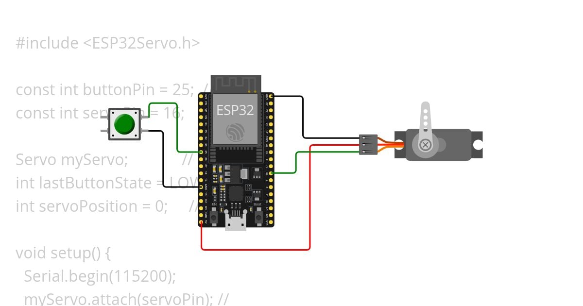  Push button 🔘 Control servo simulation