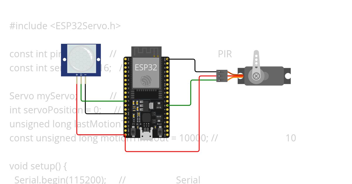 pir and servo in yt simulation