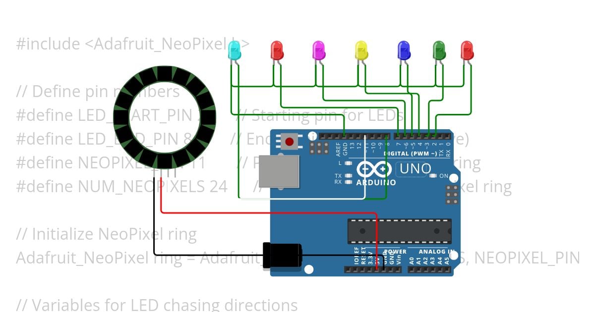 neopixel and led show simulation