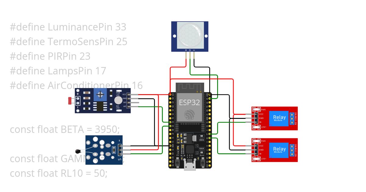 Automation system for lights and temperature in room simulation