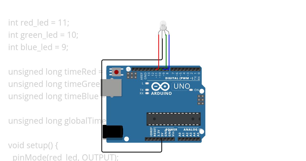 RGB LED com funçao millis simulation