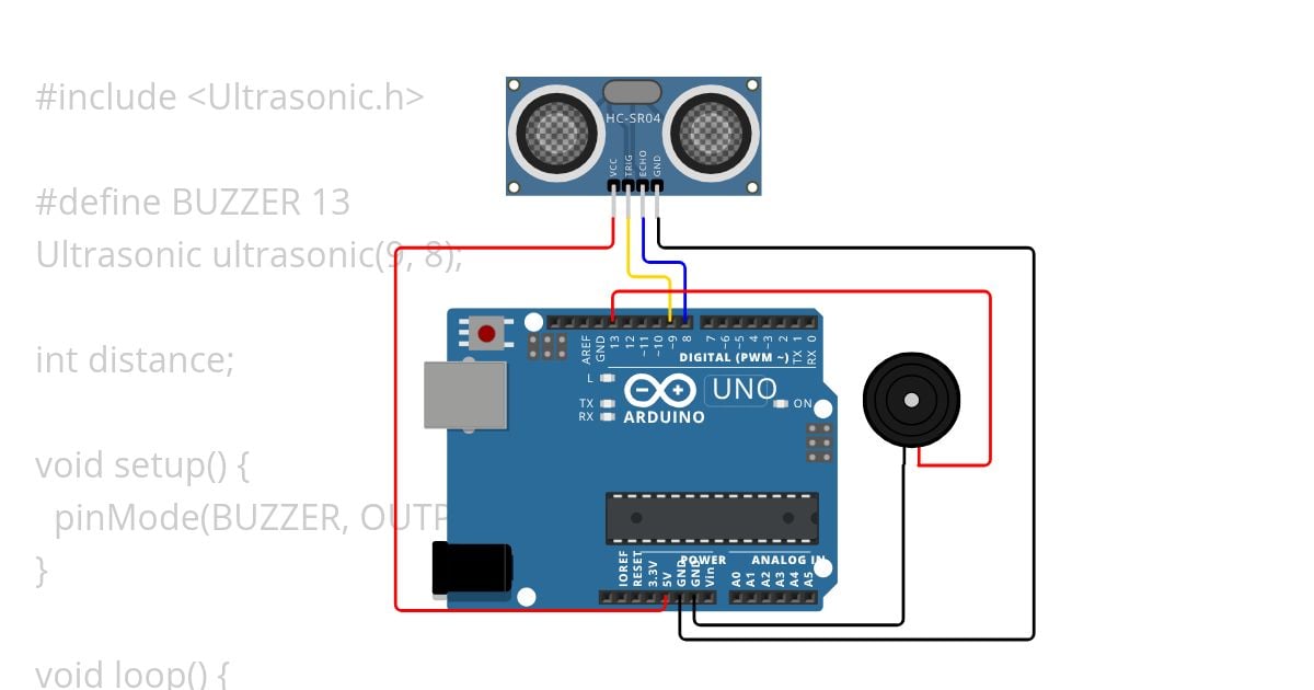 Ultrasonic Buzzer simulation