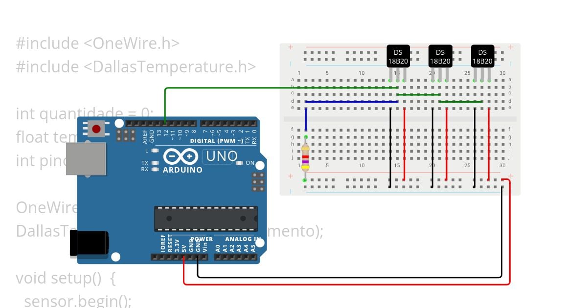 Framework Arduino II: Aula 05 Sensores de Temperatura DS18B20 simulation