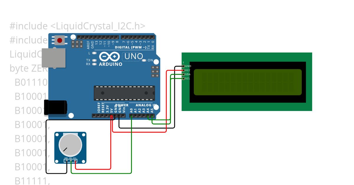 Creating characters and displaying on the LCD as a battery simulation
