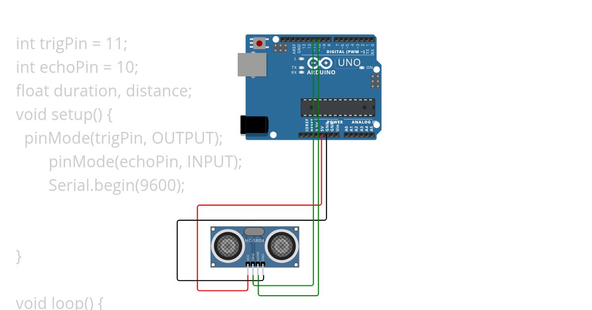 Printing the distance on the serial monitor that measure by an ultarsonic sensor simulation