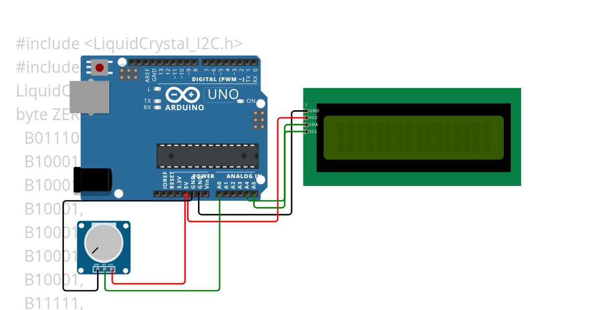 Displaying the battery level and precentage value  on LCD according to the input taken from potentiometer simulation